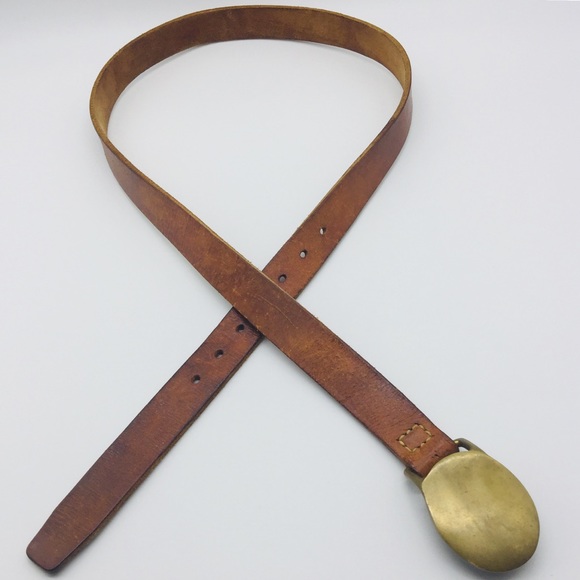 BOHO LEATHER BELT w/ SOLID BRASS BUCKLE || Brown - Picture 5 of 5